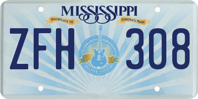 MS license plate ZFH308
