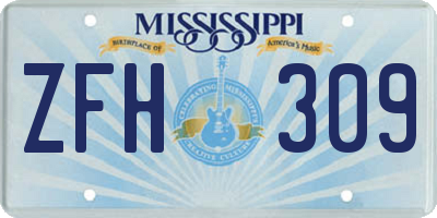 MS license plate ZFH309