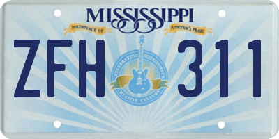MS license plate ZFH311