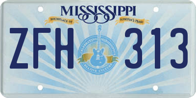 MS license plate ZFH313