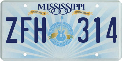 MS license plate ZFH314