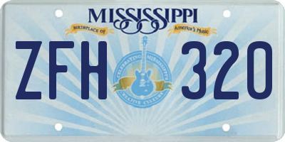 MS license plate ZFH320