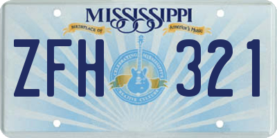 MS license plate ZFH321