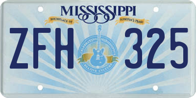 MS license plate ZFH325