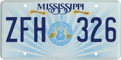 MS license plate ZFH326