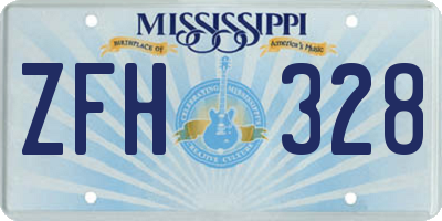 MS license plate ZFH328
