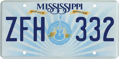 MS license plate ZFH332
