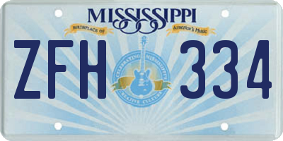 MS license plate ZFH334