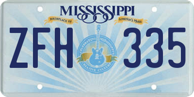 MS license plate ZFH335