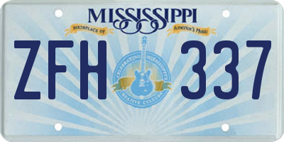 MS license plate ZFH337