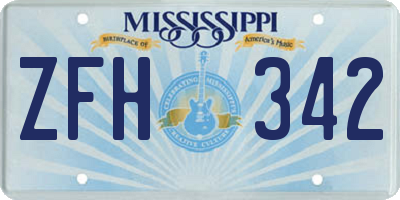 MS license plate ZFH342