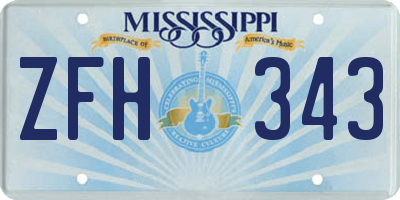 MS license plate ZFH343