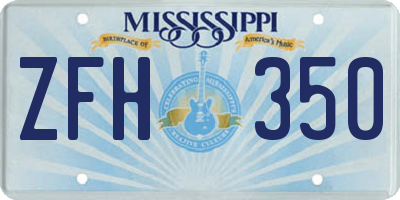 MS license plate ZFH350
