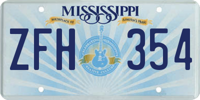 MS license plate ZFH354
