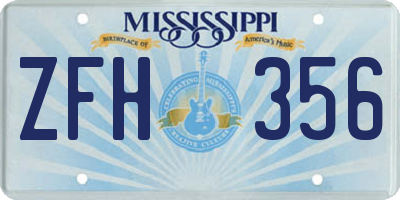 MS license plate ZFH356