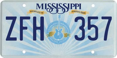 MS license plate ZFH357
