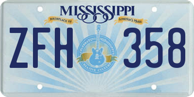 MS license plate ZFH358