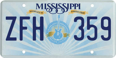 MS license plate ZFH359