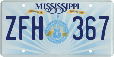 MS license plate ZFH367