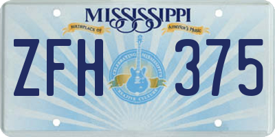 MS license plate ZFH375