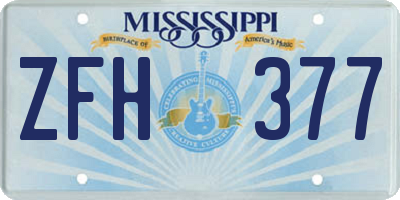 MS license plate ZFH377