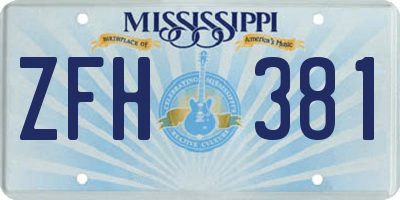 MS license plate ZFH381
