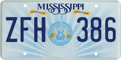 MS license plate ZFH386