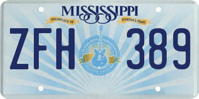 MS license plate ZFH389