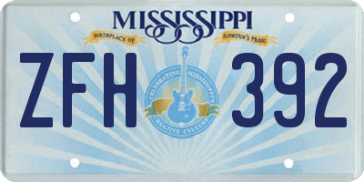 MS license plate ZFH392