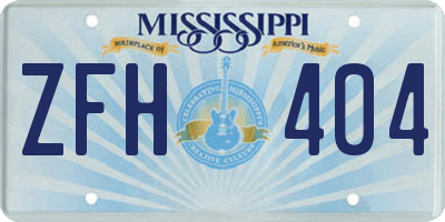 MS license plate ZFH404