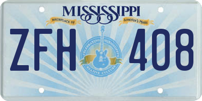 MS license plate ZFH408