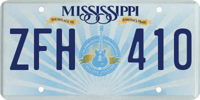 MS license plate ZFH410