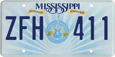 MS license plate ZFH411