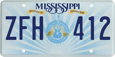 MS license plate ZFH412