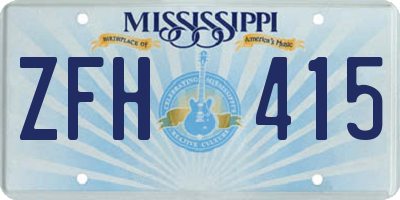 MS license plate ZFH415