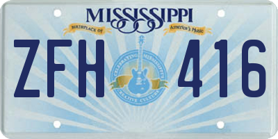 MS license plate ZFH416