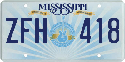 MS license plate ZFH418