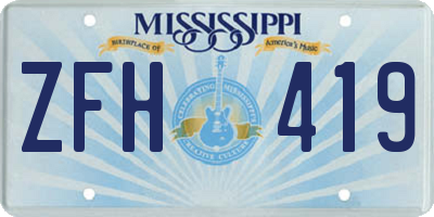 MS license plate ZFH419