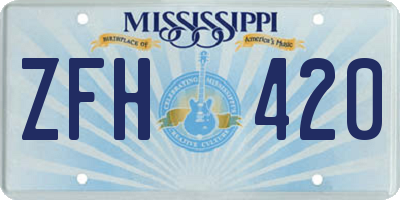 MS license plate ZFH420