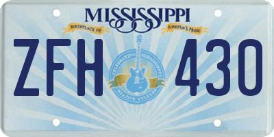 MS license plate ZFH430