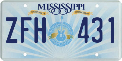 MS license plate ZFH431