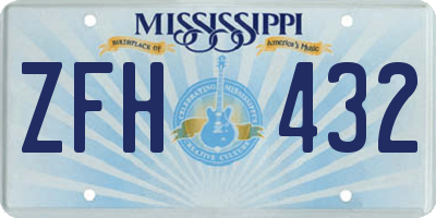 MS license plate ZFH432
