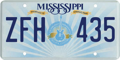 MS license plate ZFH435