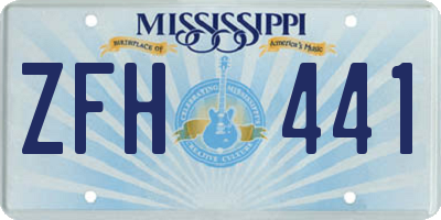 MS license plate ZFH441