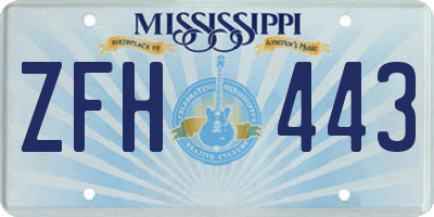 MS license plate ZFH443