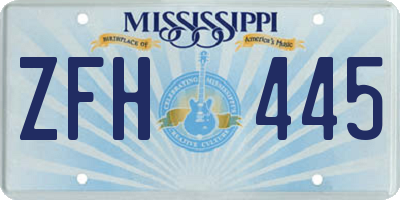 MS license plate ZFH445