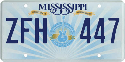 MS license plate ZFH447