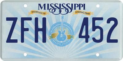 MS license plate ZFH452