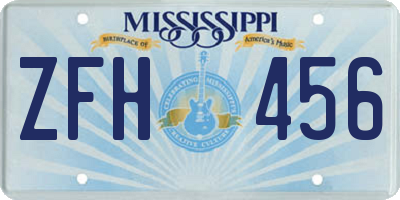 MS license plate ZFH456