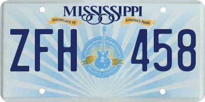 MS license plate ZFH458